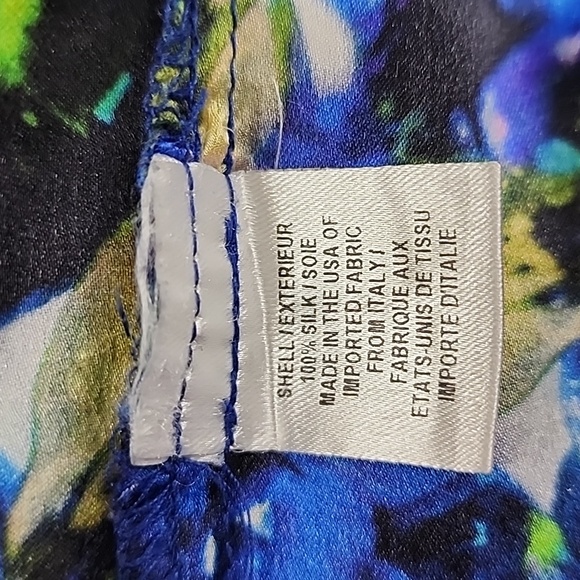 MILLY Silk Jewel-Print Tie-Neck Blouse  blue multicolor Size 4‎ Small - Picture 11 of 15